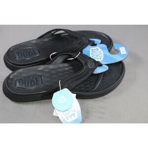 Hey Dude Flip Flops Mens 11 Black DUDEWAVES Comfort Foam Sandals New